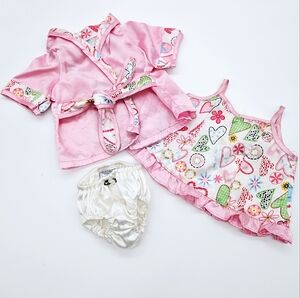 BAB | hearts & flowers design satin bath robe & pajama set outfit